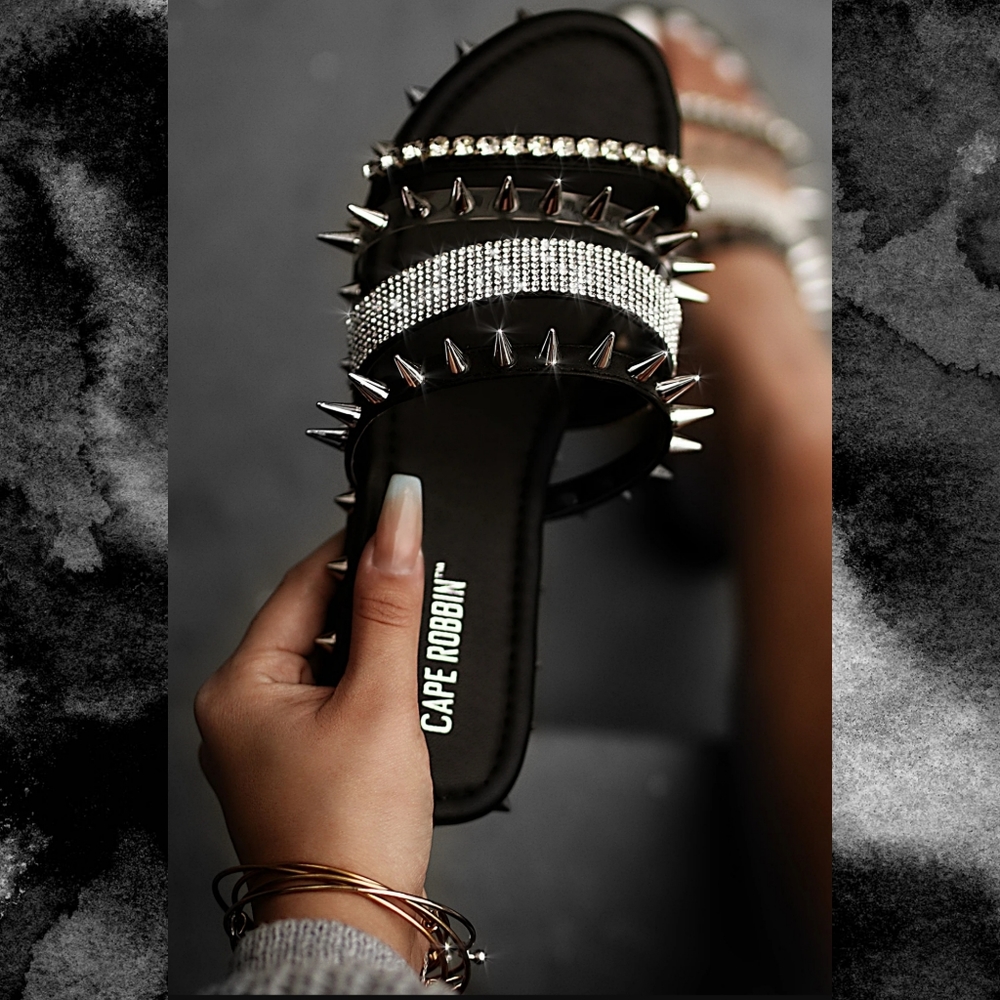 🖤Black Rhinestone Spike Sandals🖤 - Picture 3 of 4